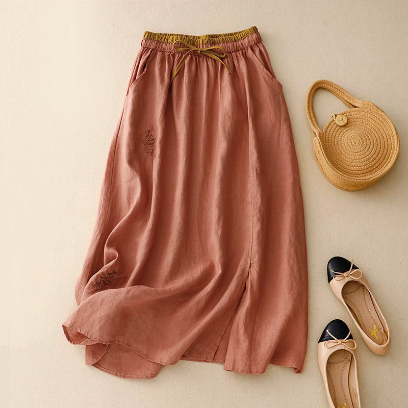 A-Line Linen Skirt Elegant Style For Women | Lirasha 0