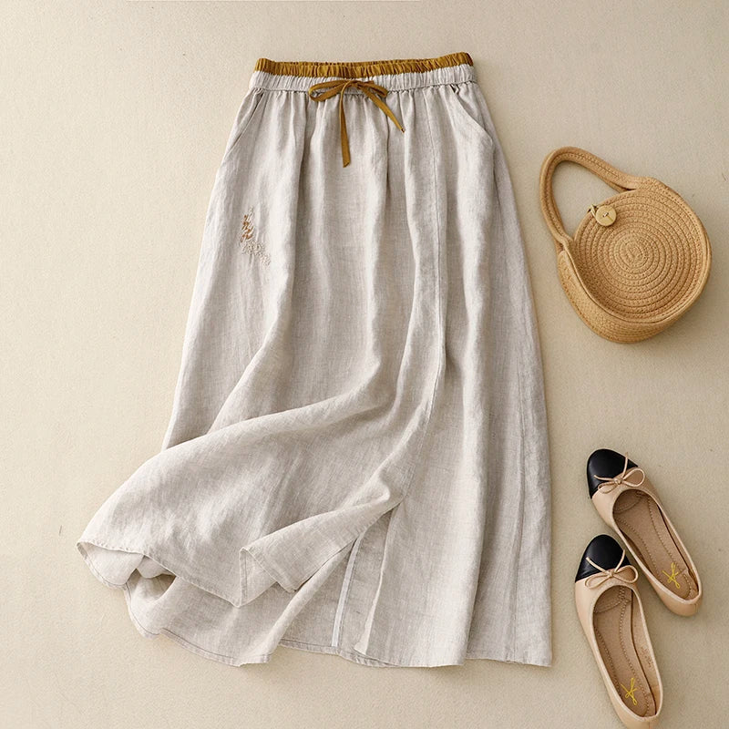 A-Line Linen Skirt Elegant Style For Women | Lirasha 2