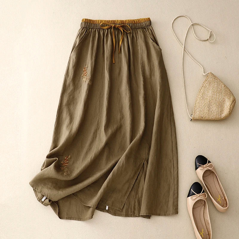 A-Line Linen Skirt Elegant Style For Women | Lirasha 3
