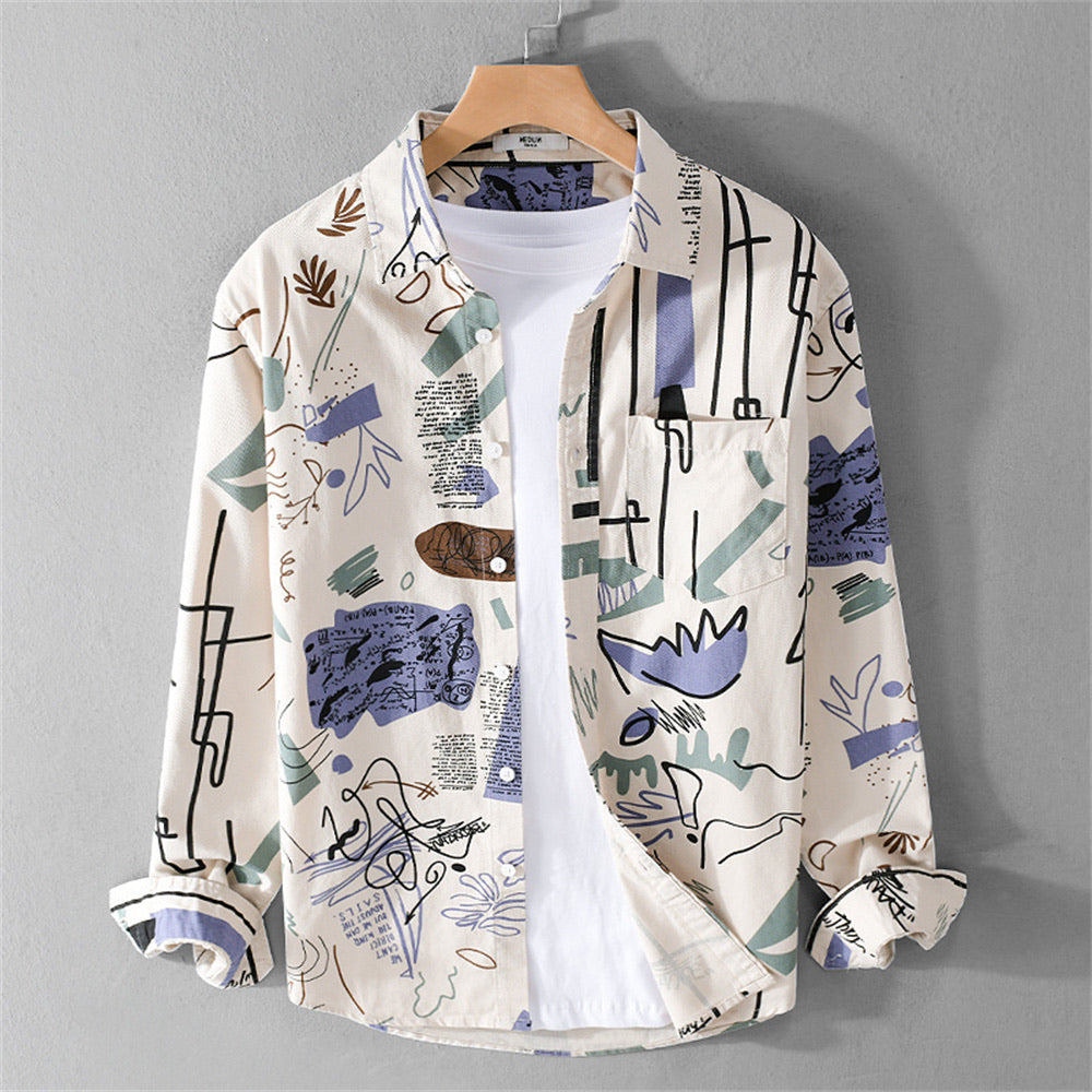 Abstract Print Long Sleeve Casual Shirt for Men | Julian