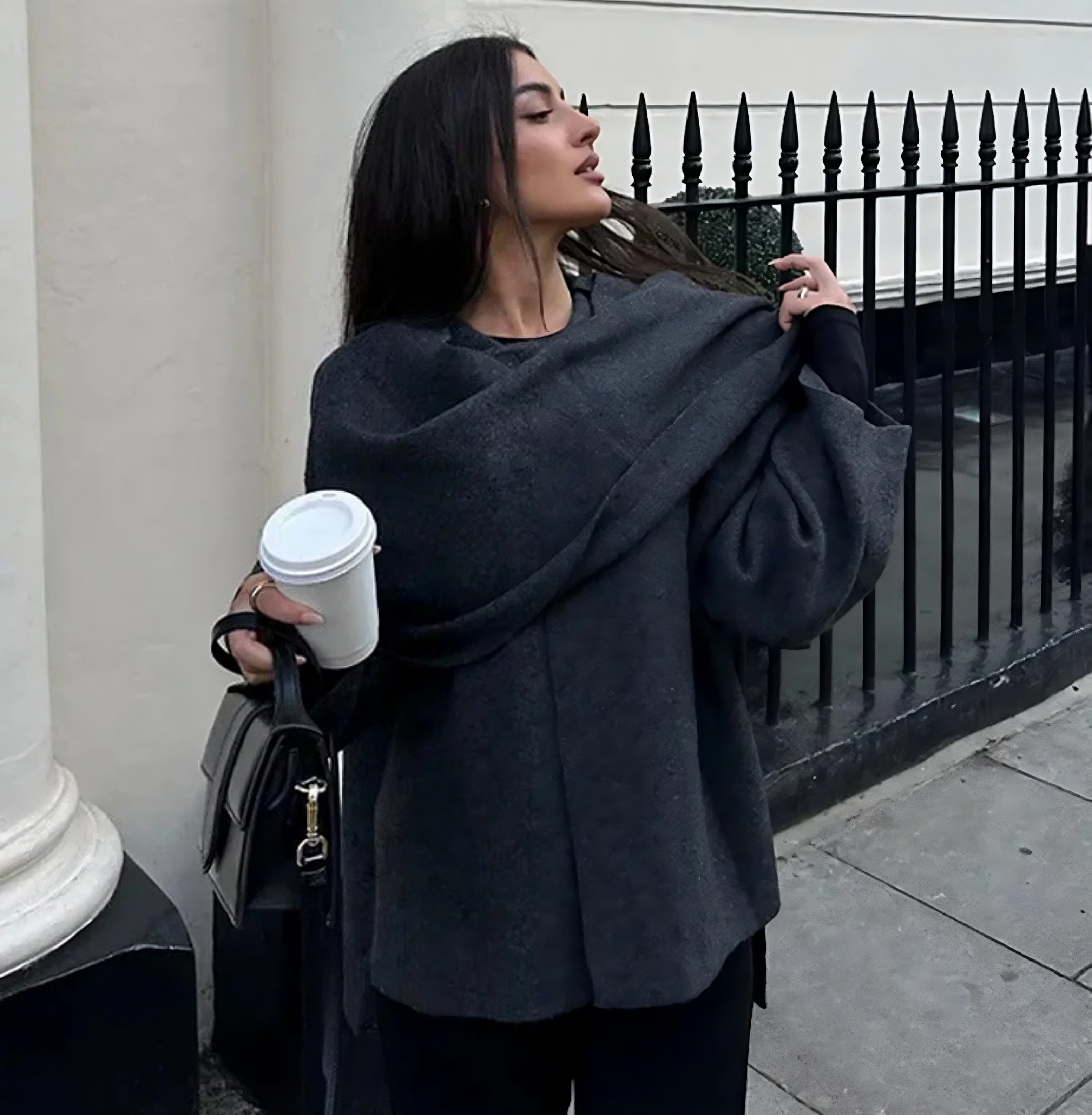 Alera | Asymmetric Wool Blend Cape Coat 3