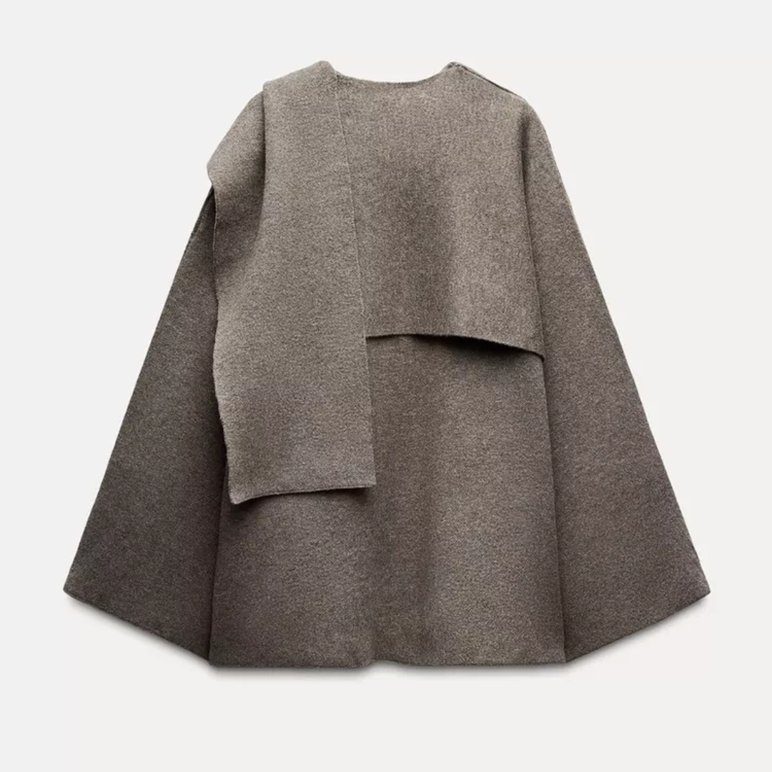 Alera | Asymmetric Wool Blend Cape Coat 7