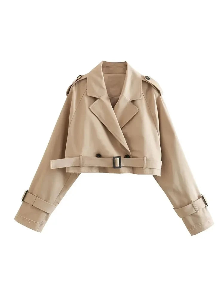 Beltan | Cropped Double Breasted Trench Jacket 2