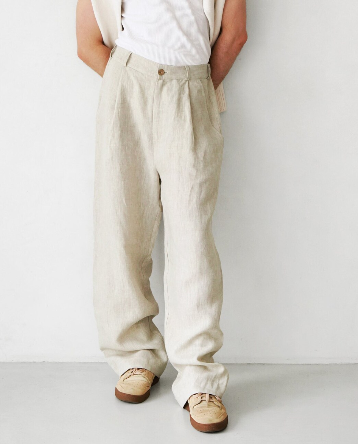 Relaxed Linen Blend Trousers for Men | Caprien