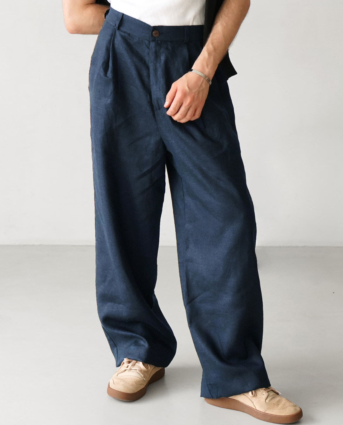 Relaxed Linen Blend Trousers for Men | Caprien