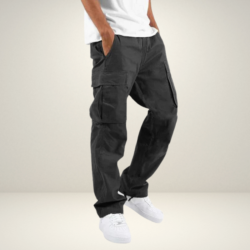 Caro | Straight Fit Black Cargo Pants with Pockets 0