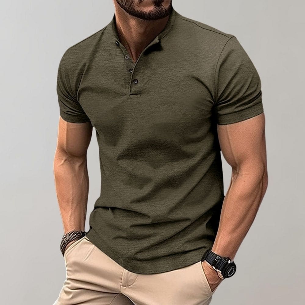Casual Henley Collar Polo Shirt for Men | Marcus