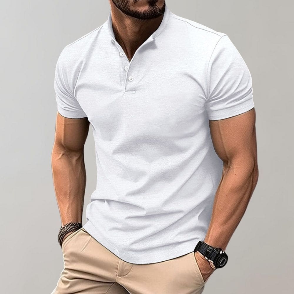 Casual Henley Collar Polo Shirt for Men | Marcus
