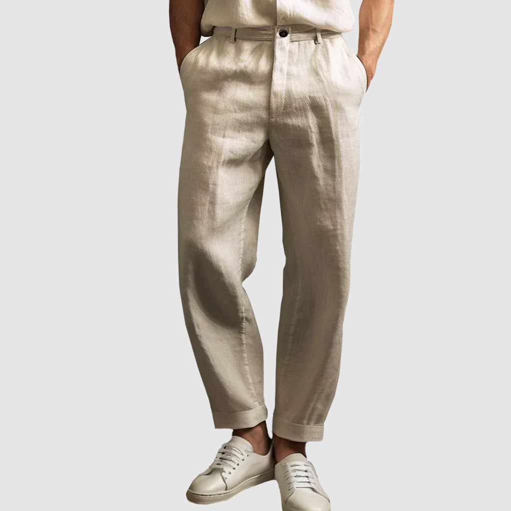 Casual Linen-Blend Straight-Leg Pants for Men | Adam