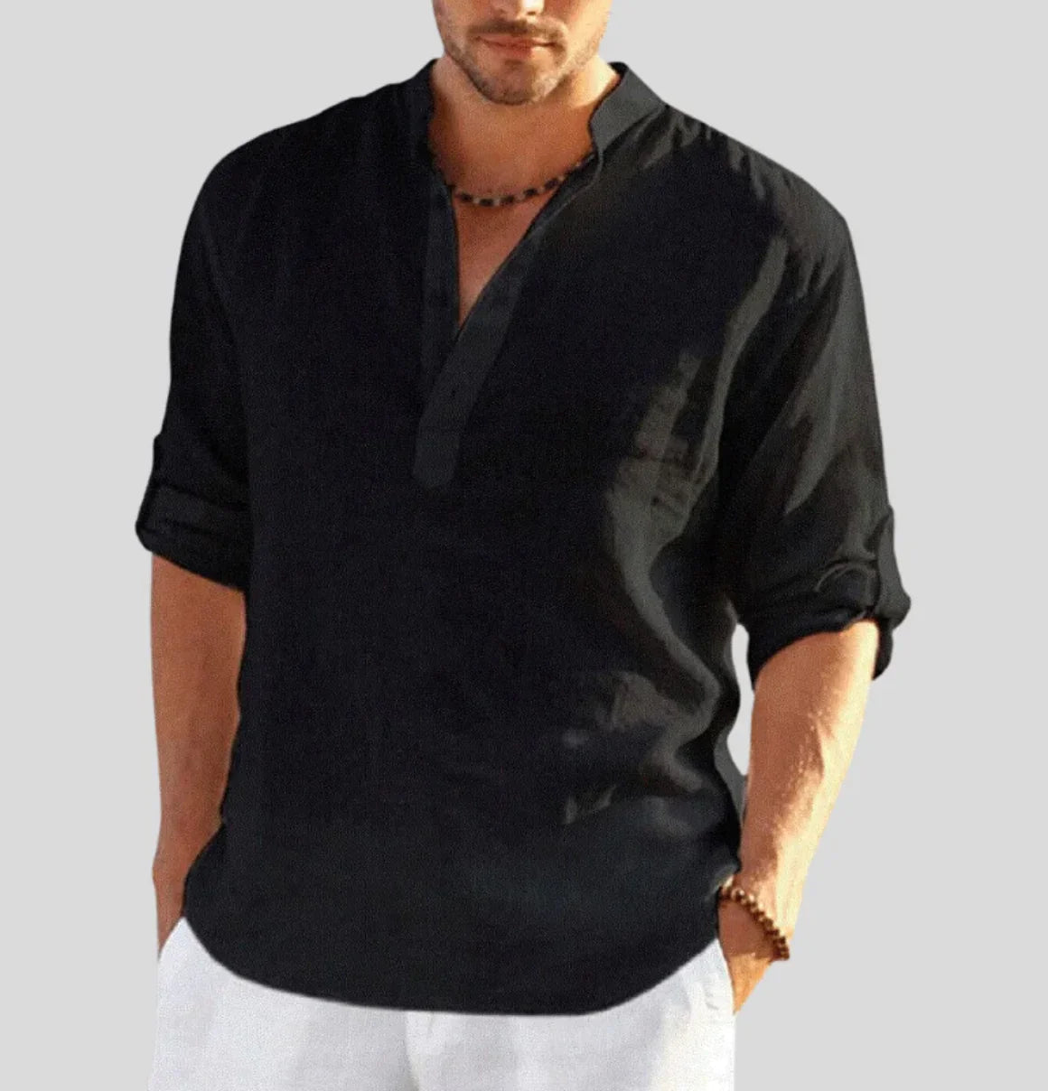 Casual Linen Long Sleeve Shirt for Men | Matteo