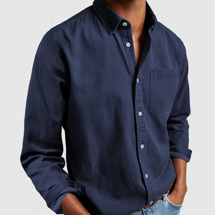 Casual Long Sleeve Linen Shirt for Men | Carl