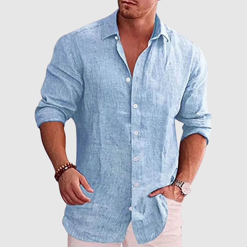 Casual Long Sleeve Linen Shirt for Men | Lucio
