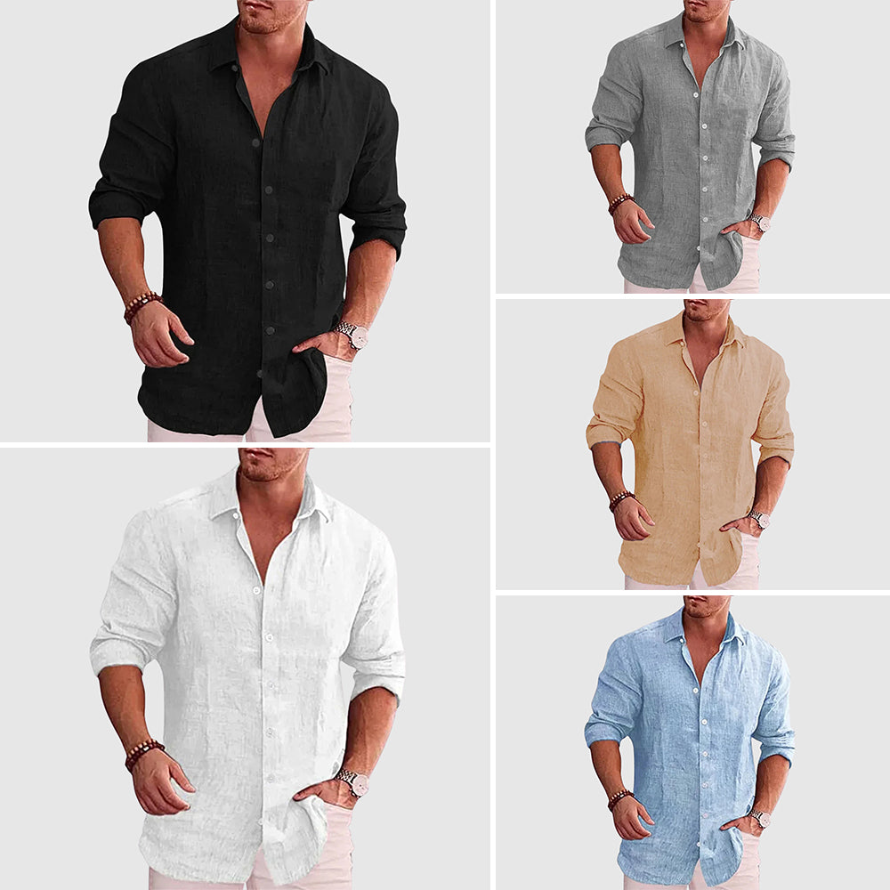 Casual Long Sleeve Linen Shirt for Men | Lucio