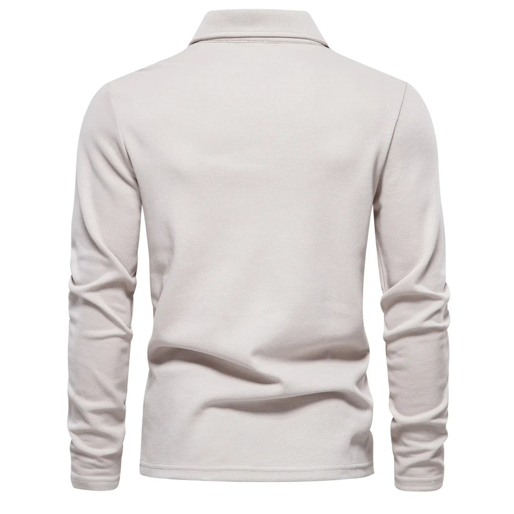 Casual Long Sleeve Polo Shirt for Men | Mason