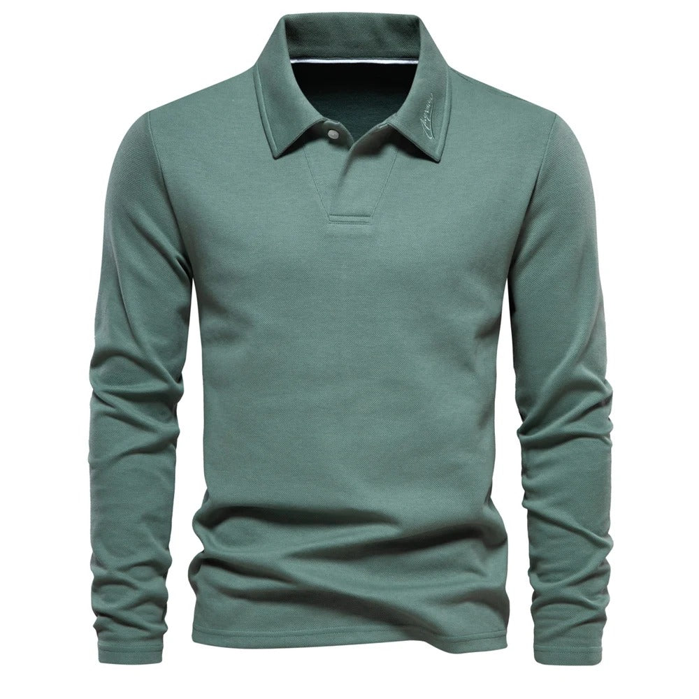 Casual Long Sleeve Polo Shirt for Men | Mason