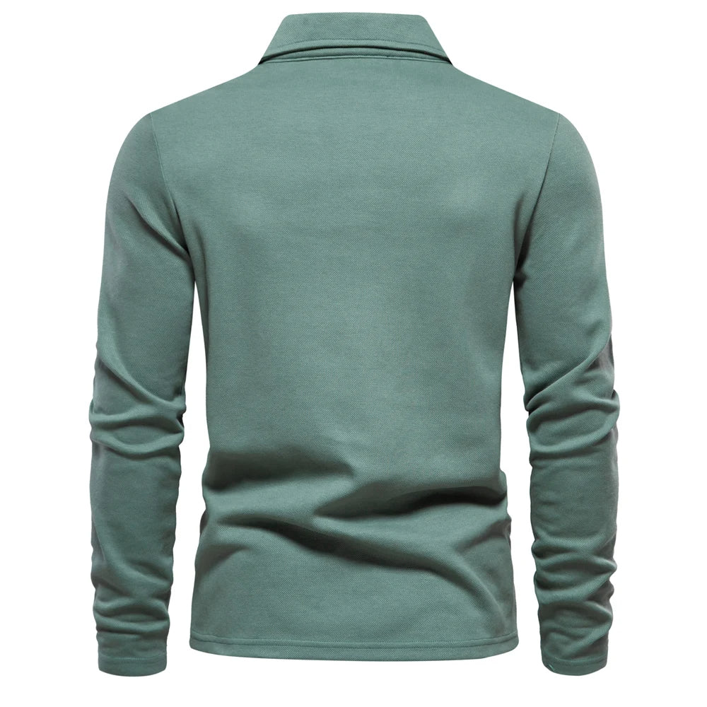 Casual Long Sleeve Polo Shirt for Men | Mason
