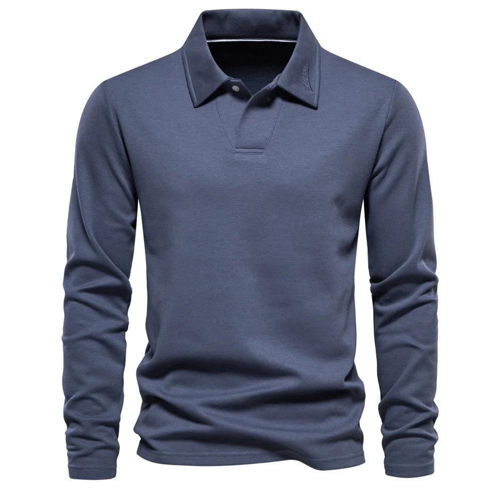 Casual Long Sleeve Polo Shirt for Men | Mason