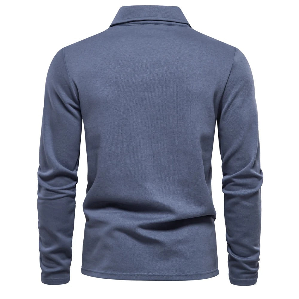 Casual Long Sleeve Polo Shirt for Men | Mason