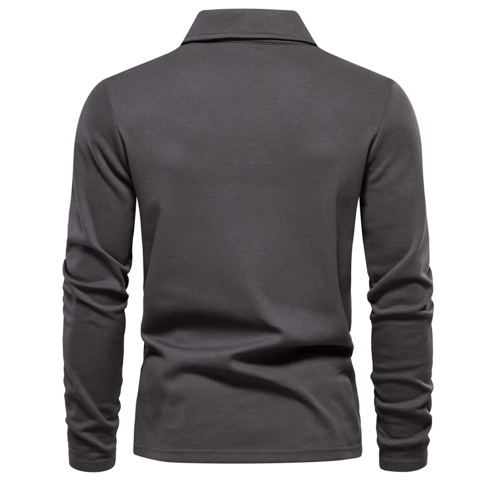 Casual Long Sleeve Polo Shirt for Men | Mason