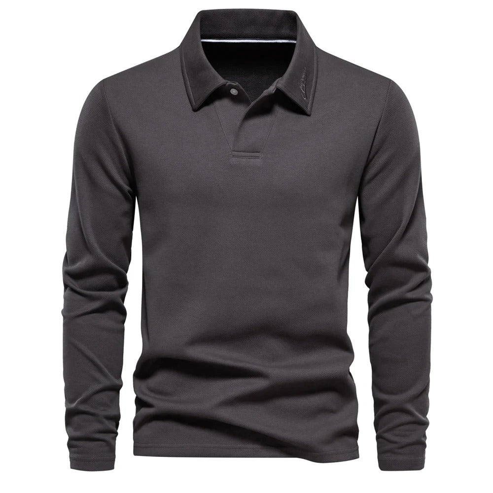 Casual Long Sleeve Polo Shirt for Men | Mason