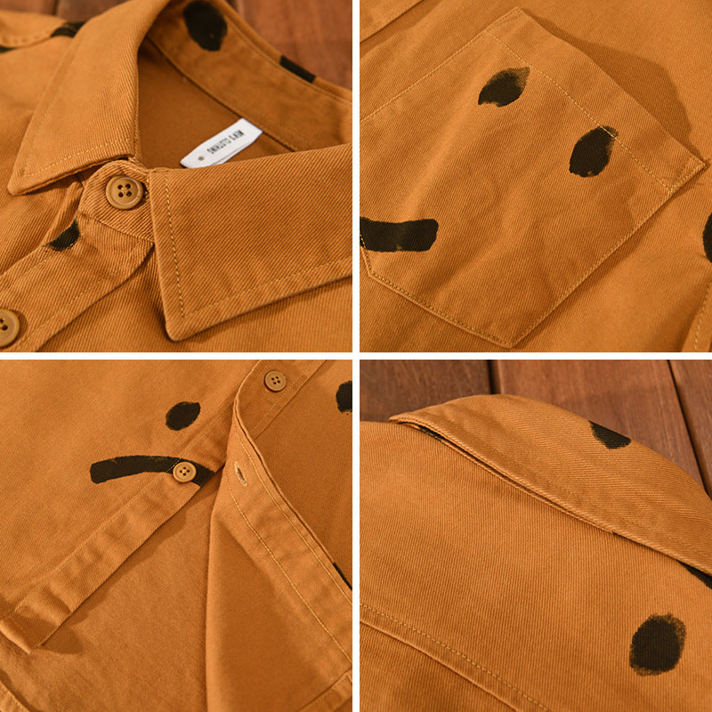 Casual Smiley Print Button-Up Shirt for Men | Ethan