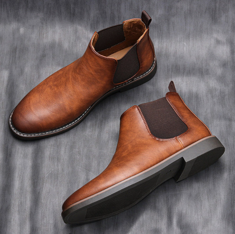 Classic Faux Leather Chelsea Boots for Men | Mason