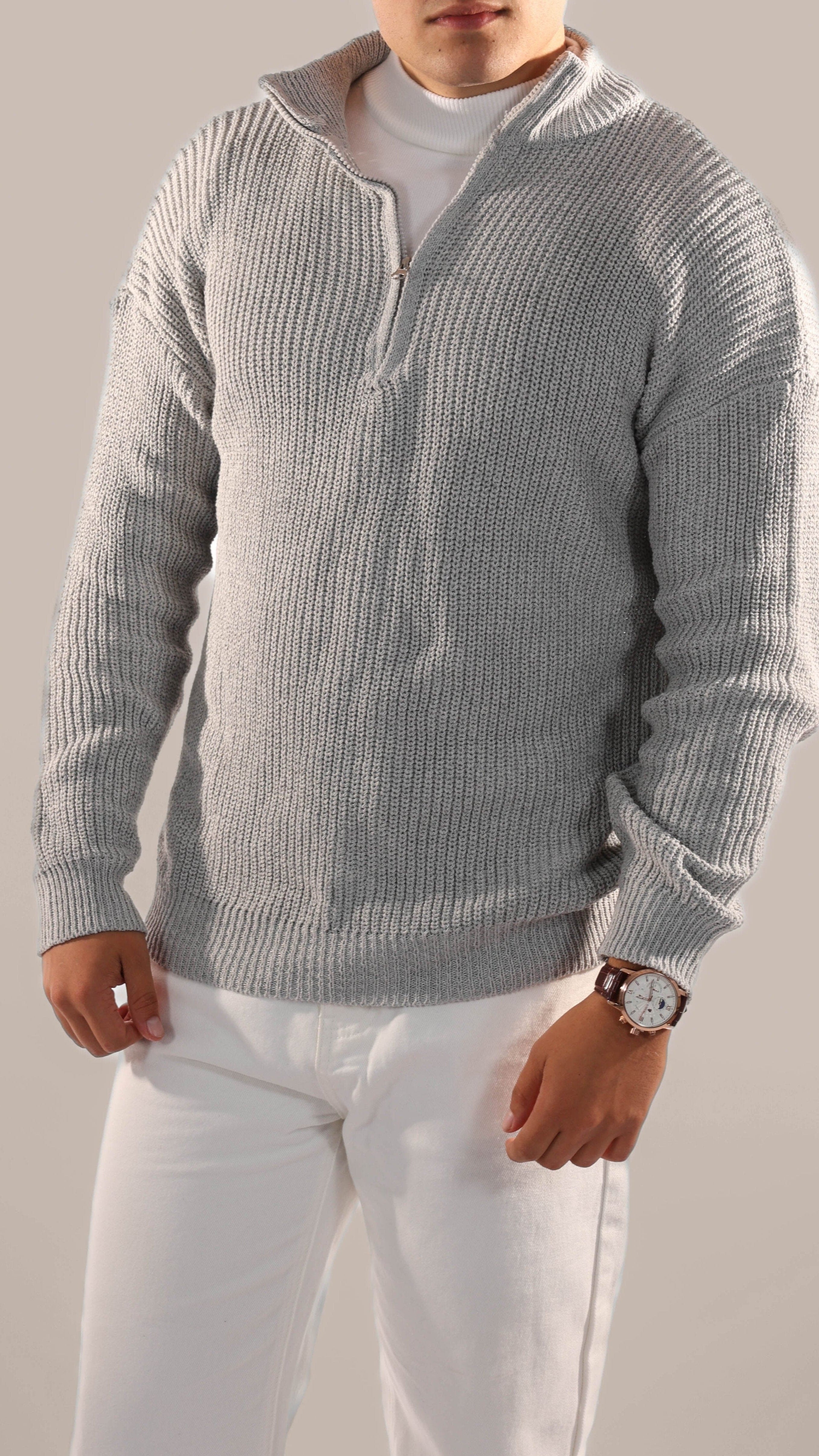 Classic Half-Zip Knit Pullover Sweater for Men | Mark