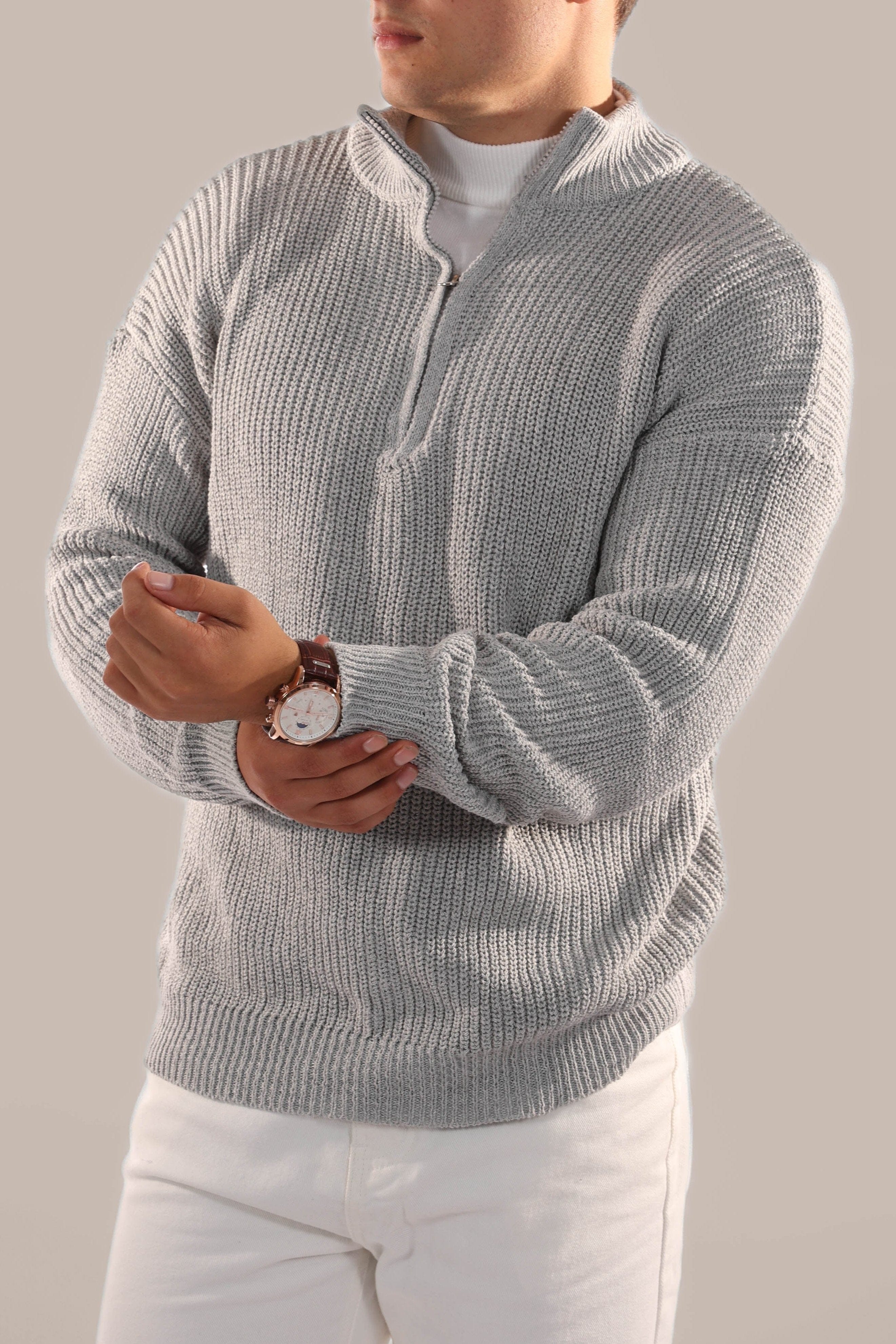 Classic Half-Zip Knit Pullover Sweater for Men | Mark
