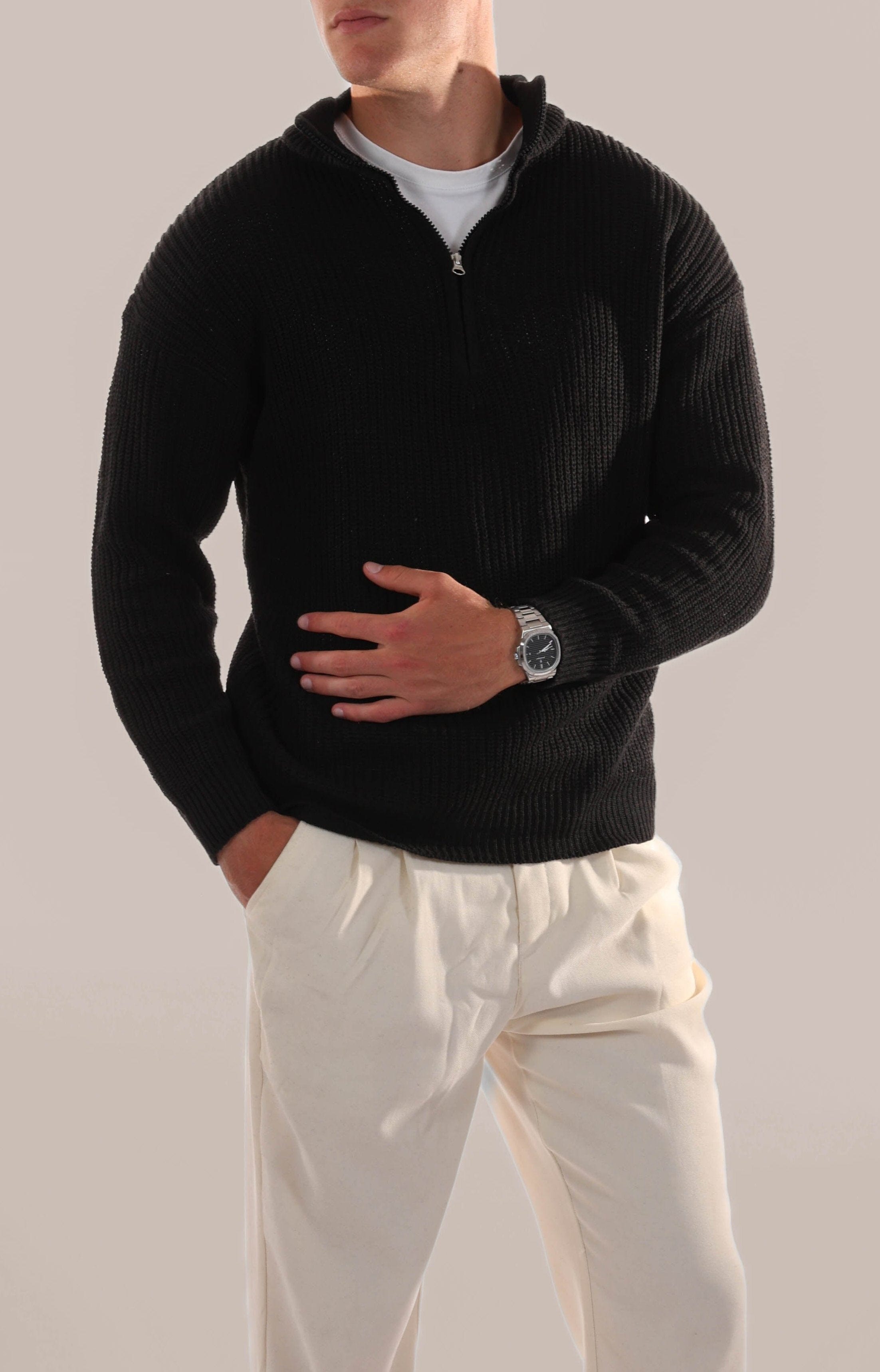Classic Half-Zip Knit Pullover Sweater for Men | Mark