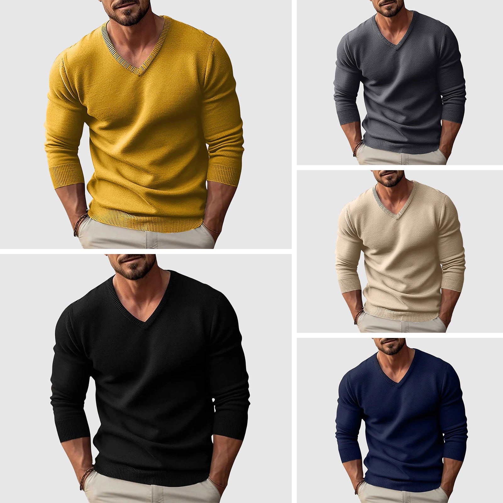 Classic V-Neck Knit Pullover Sweater for Men | Eduardo