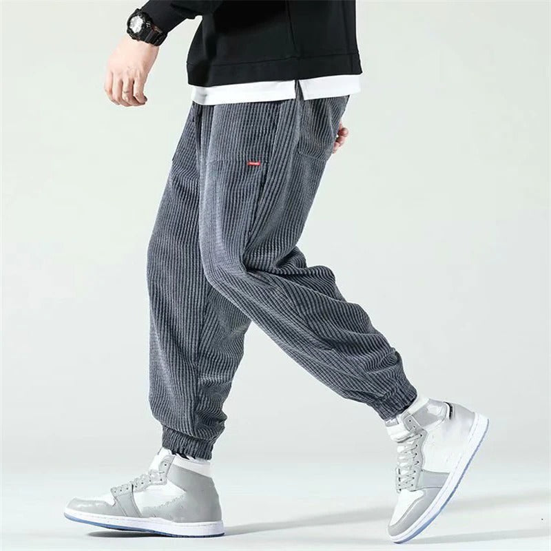 Corduroy Jogger Pants with Elastic Waist and Cuffs for Men | Adrian