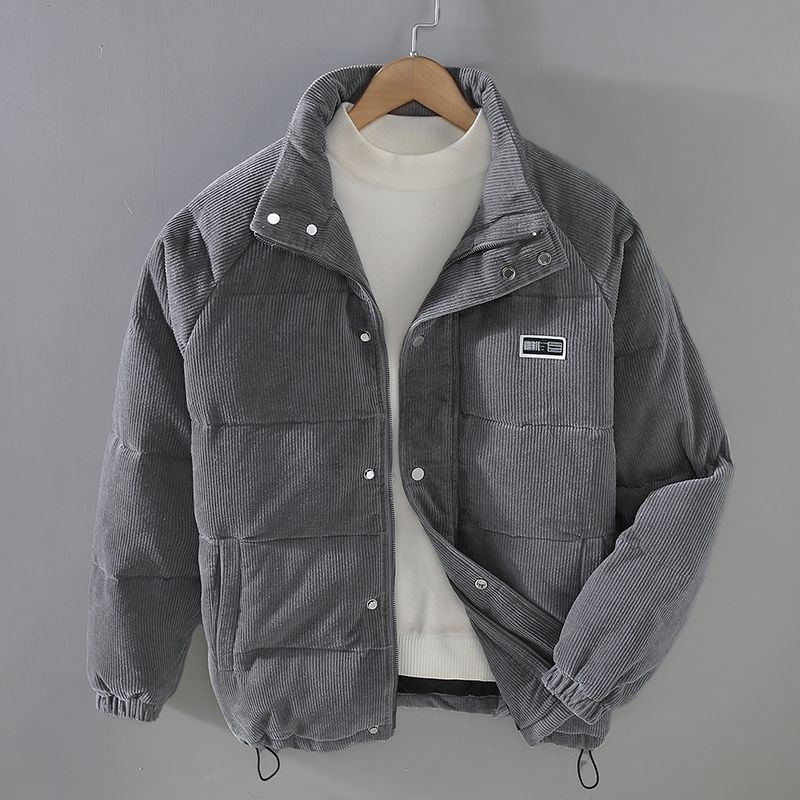 Corduroy Puffer Jacket with Stand Collar for Men | Jason
