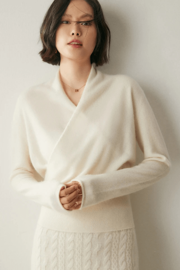 Crossover Collar Sweater For Women | Lirina 11