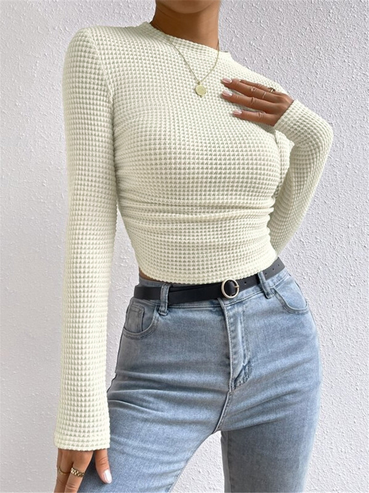 Elda | Long Sleeve Textured Crop Top for Spring 1