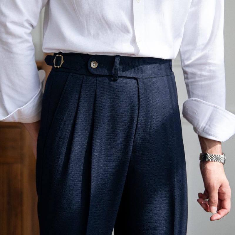 Elegant High Waist Pleated Dress Pants for Men | Michael