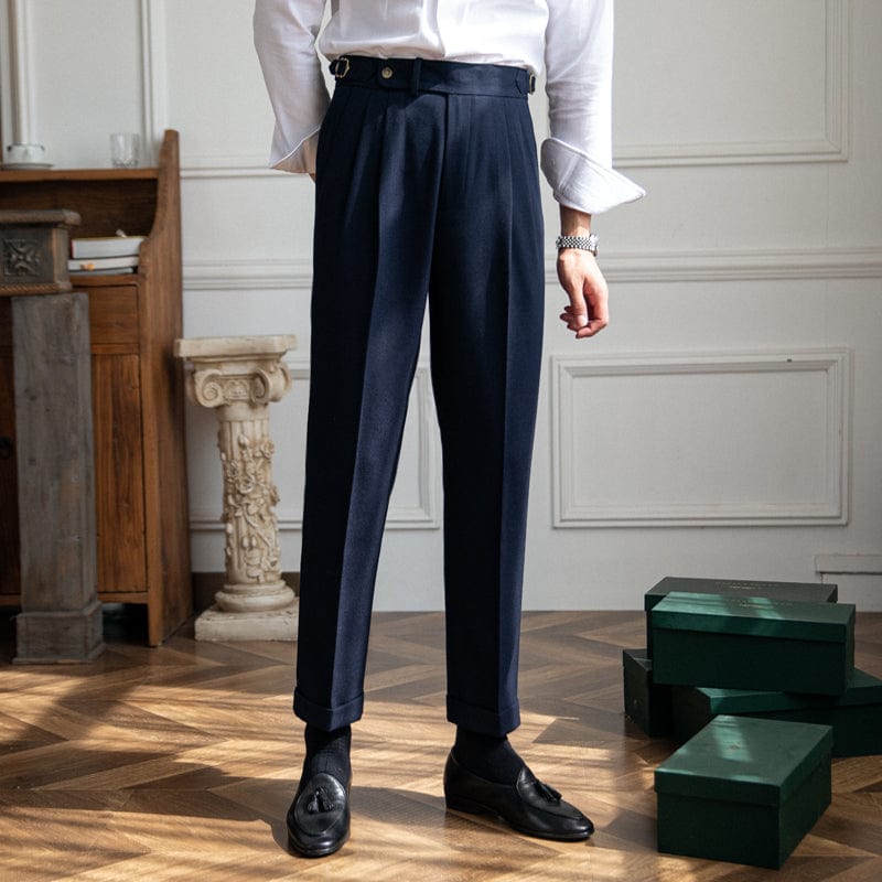 Elegant High Waist Pleated Dress Pants for Men | Michael