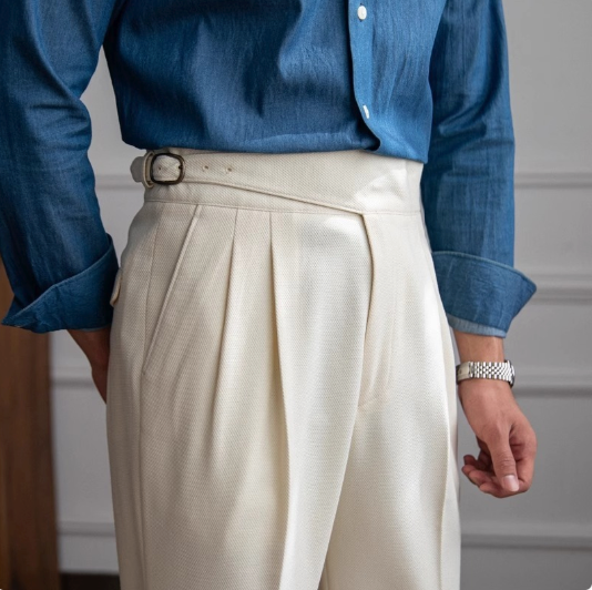 Elegant High Waist Pleated Dress Pants for Men | Michael