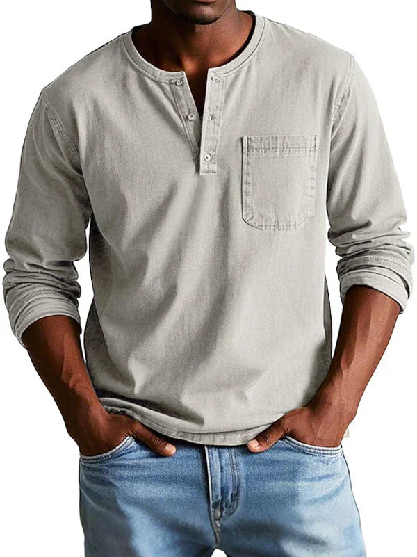 Elysia | Casual Long Sleeve Button Neck Men's Shirt 6