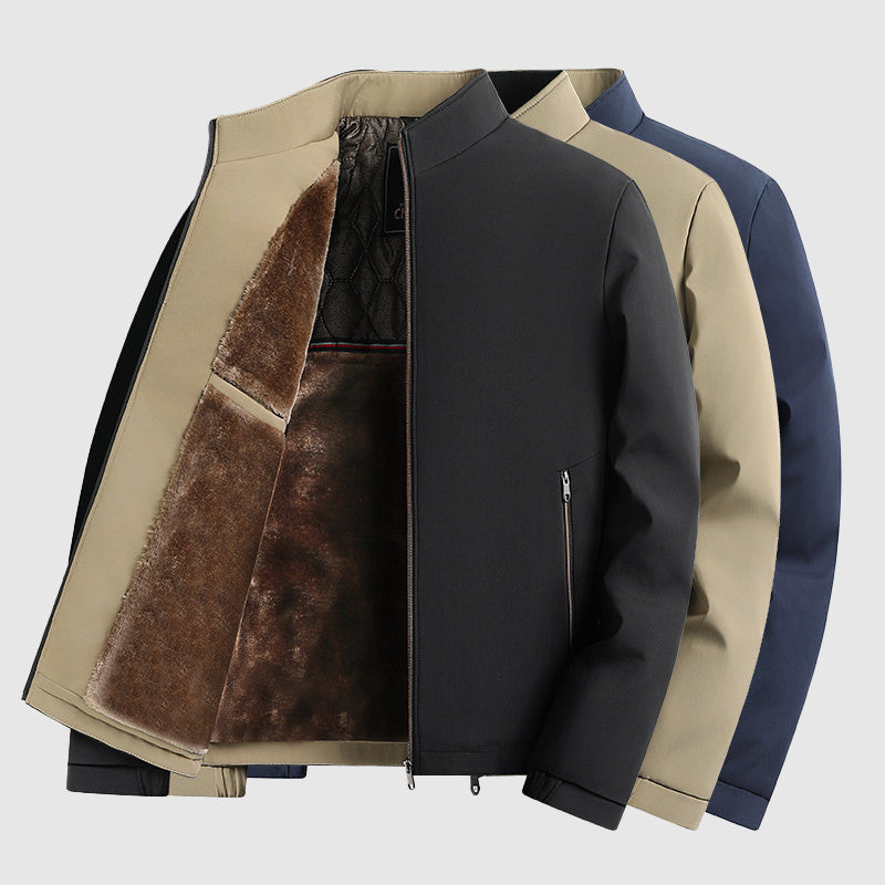 Fleece-Lined Winter Stand Collar Jacket for Men | Drilan