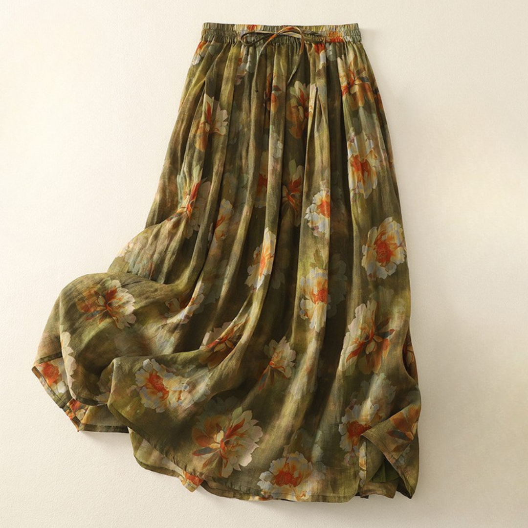 Flowy Linen Maxi Skirt For Women | Liraya 4