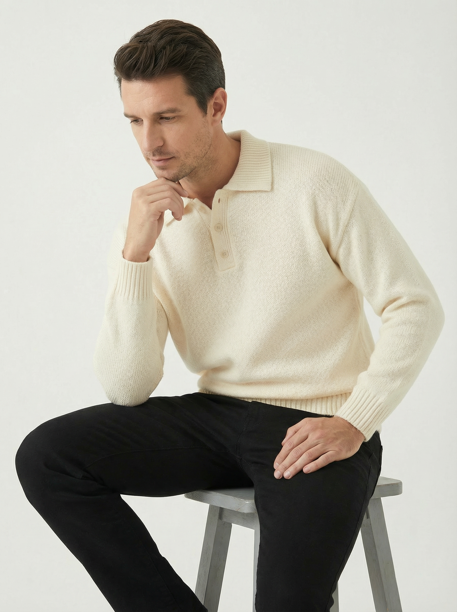 Kinta | Knitted Polo Sweater in Soft Fabric