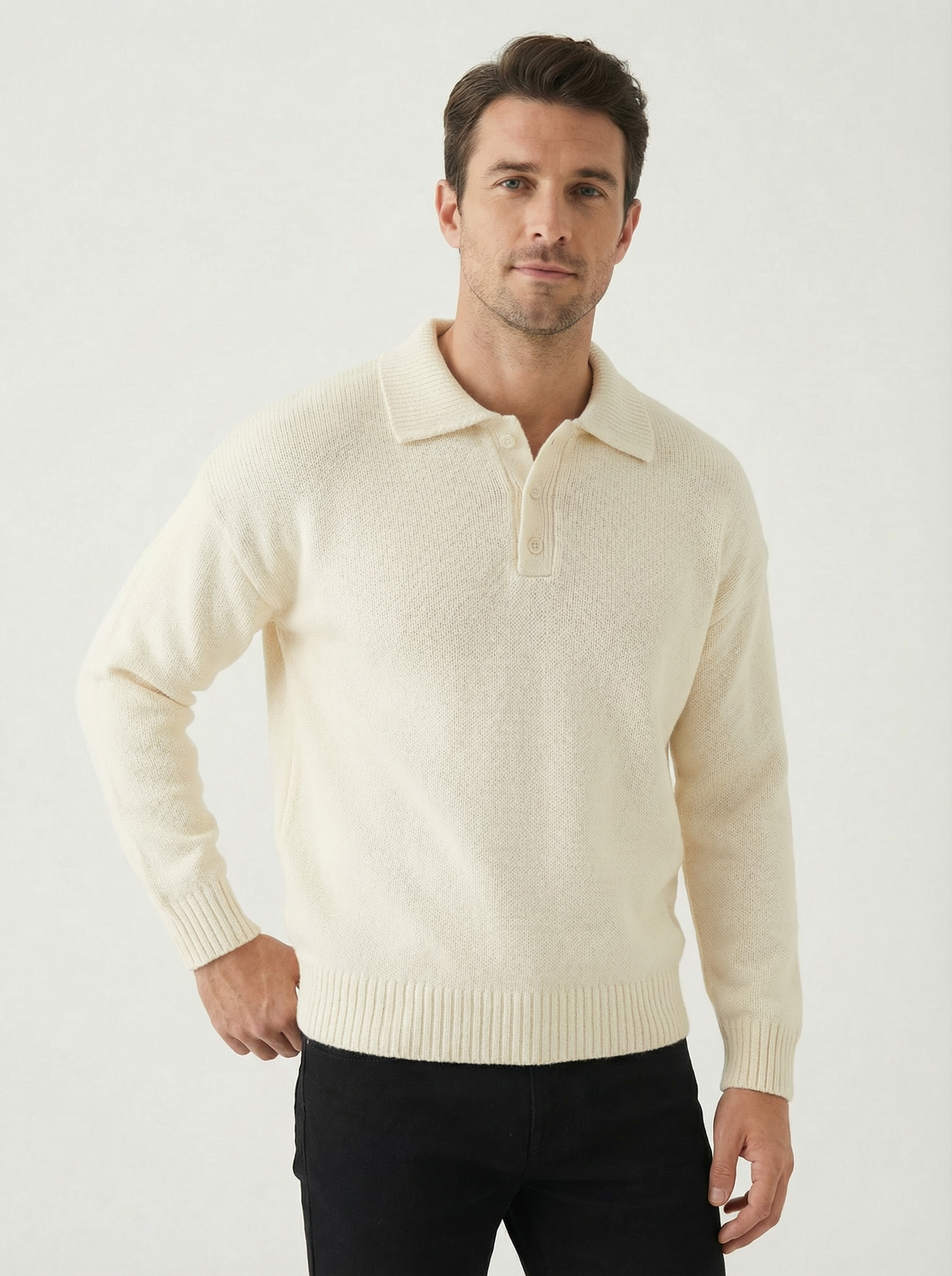 Kinta | Knitted Polo Sweater in Soft Fabric