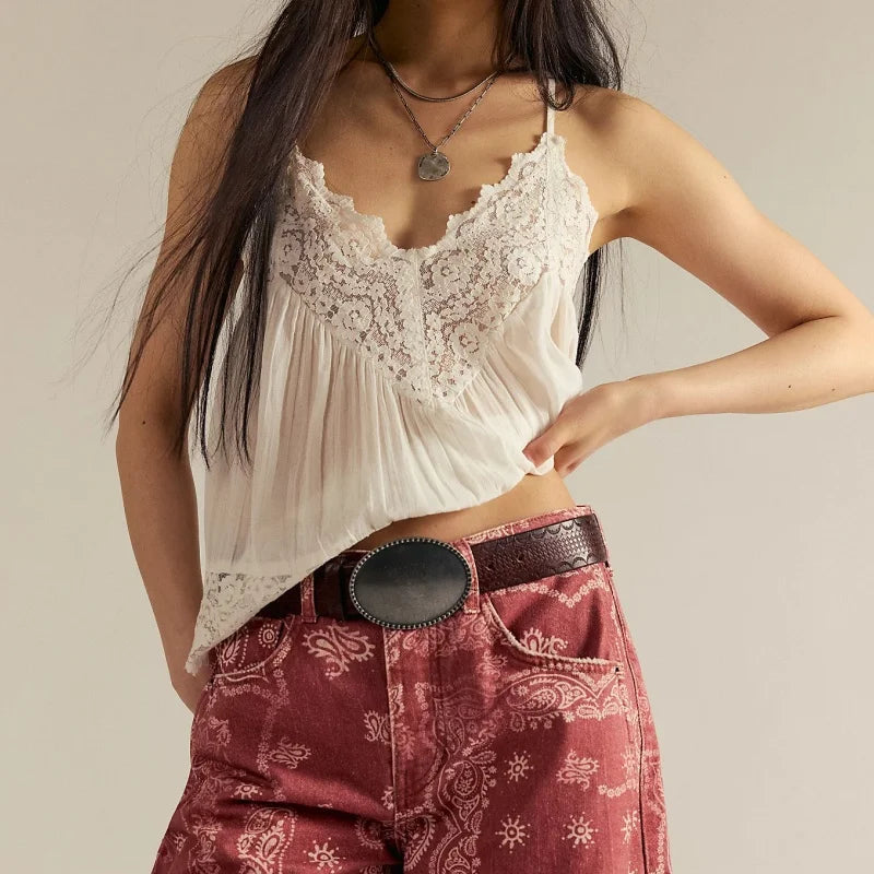 Lace Trim Cami Sheer Style For Women | Mariely 4