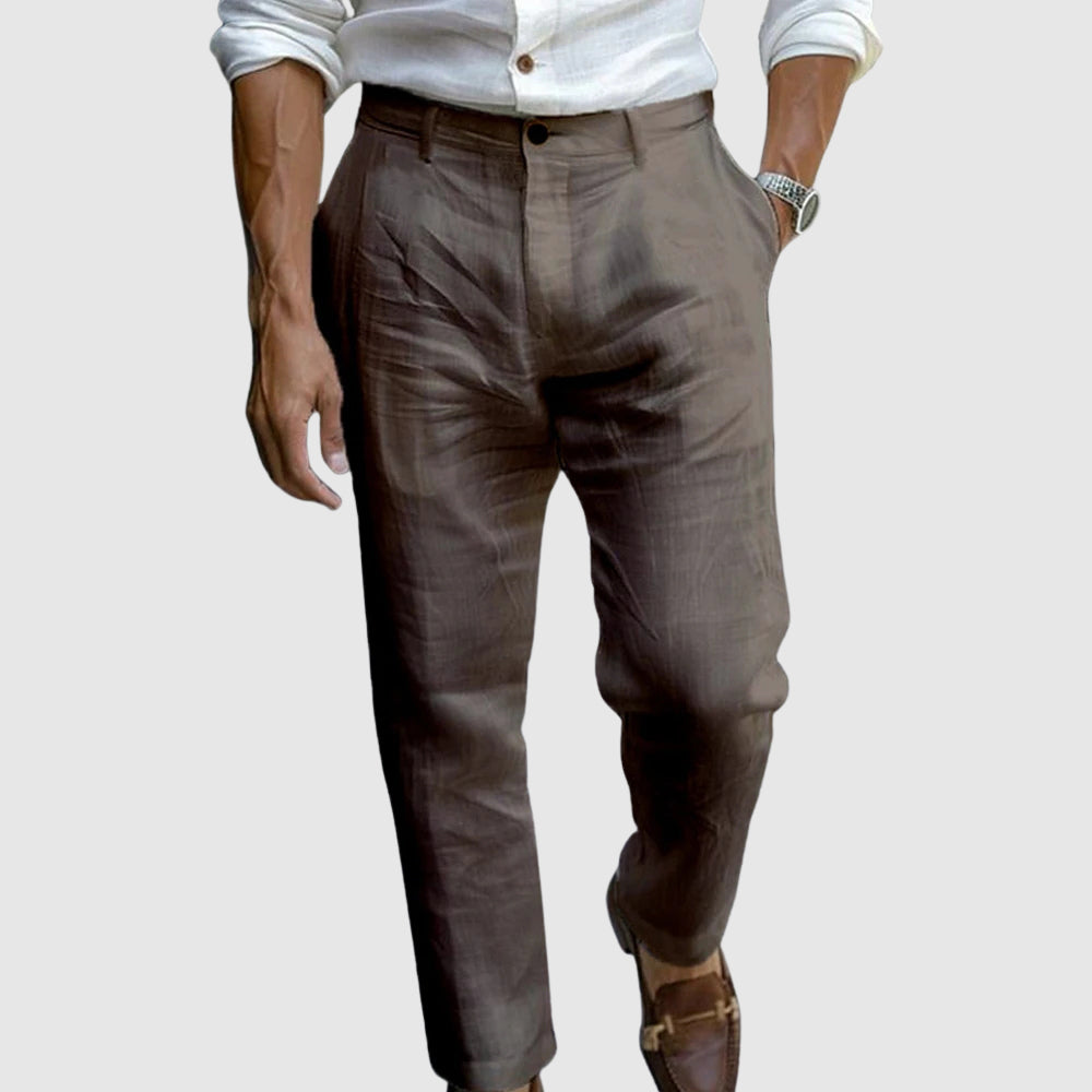 Linen Blend Ankle Pants For Men | Jorven 4