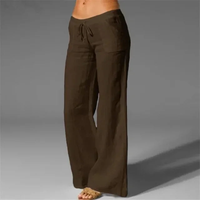 Linen Wide Leg Trousers For Women | Mavina 3