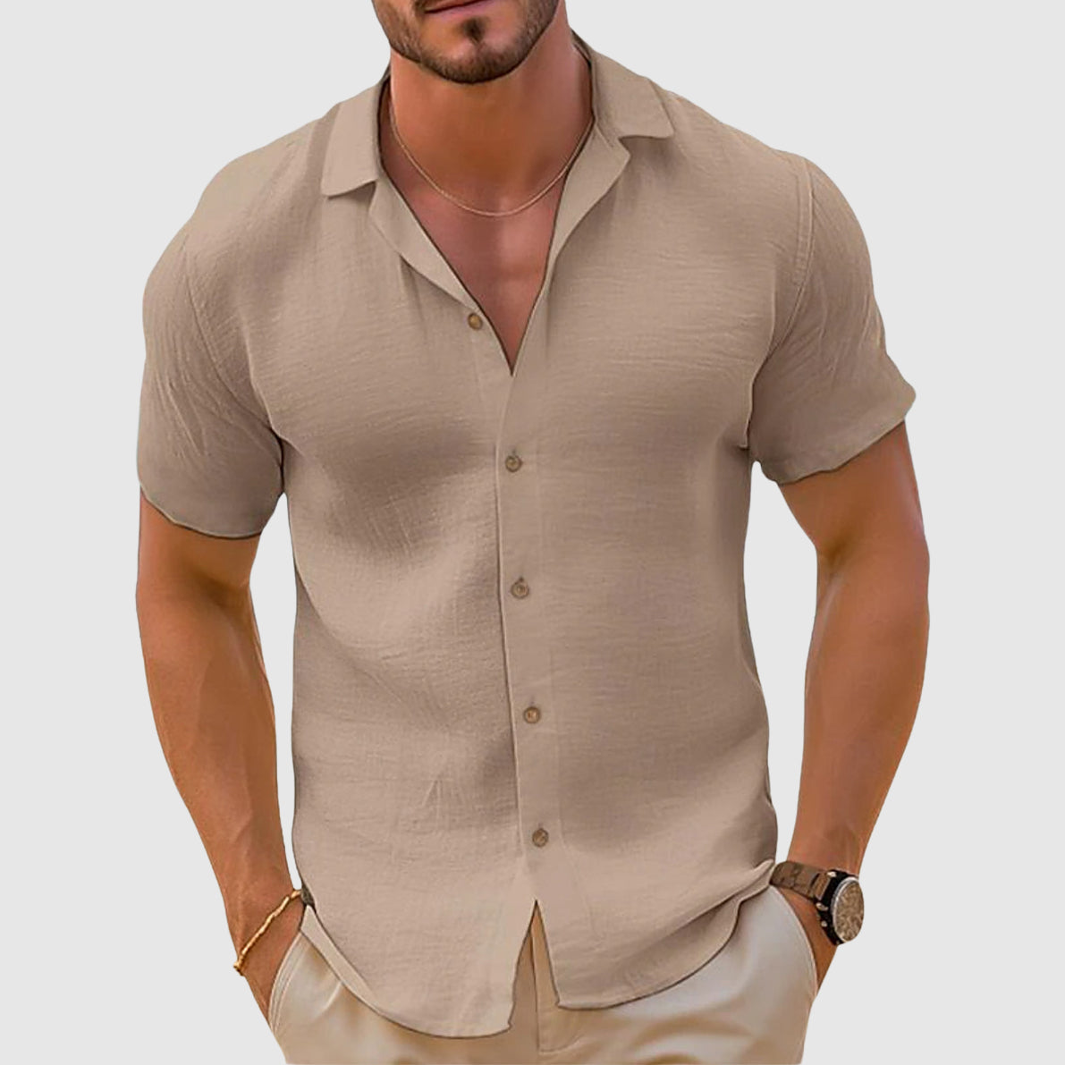 Lino | Linen Short-Sleeve Button-Front Men's Shirt 0