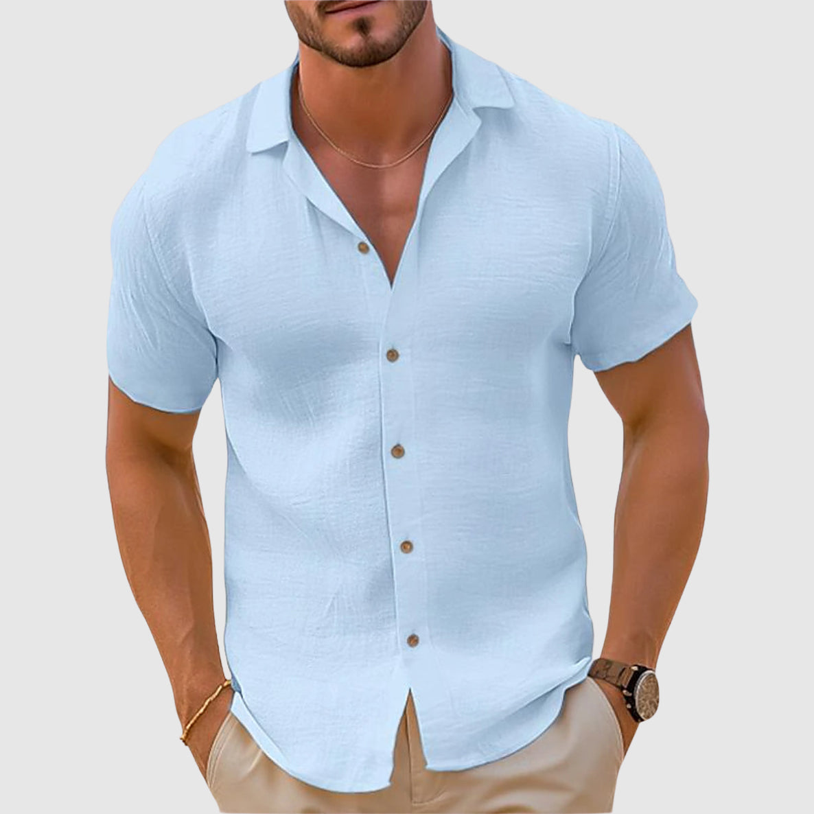 Lino | Linen Short-Sleeve Button-Front Men's Shirt 3