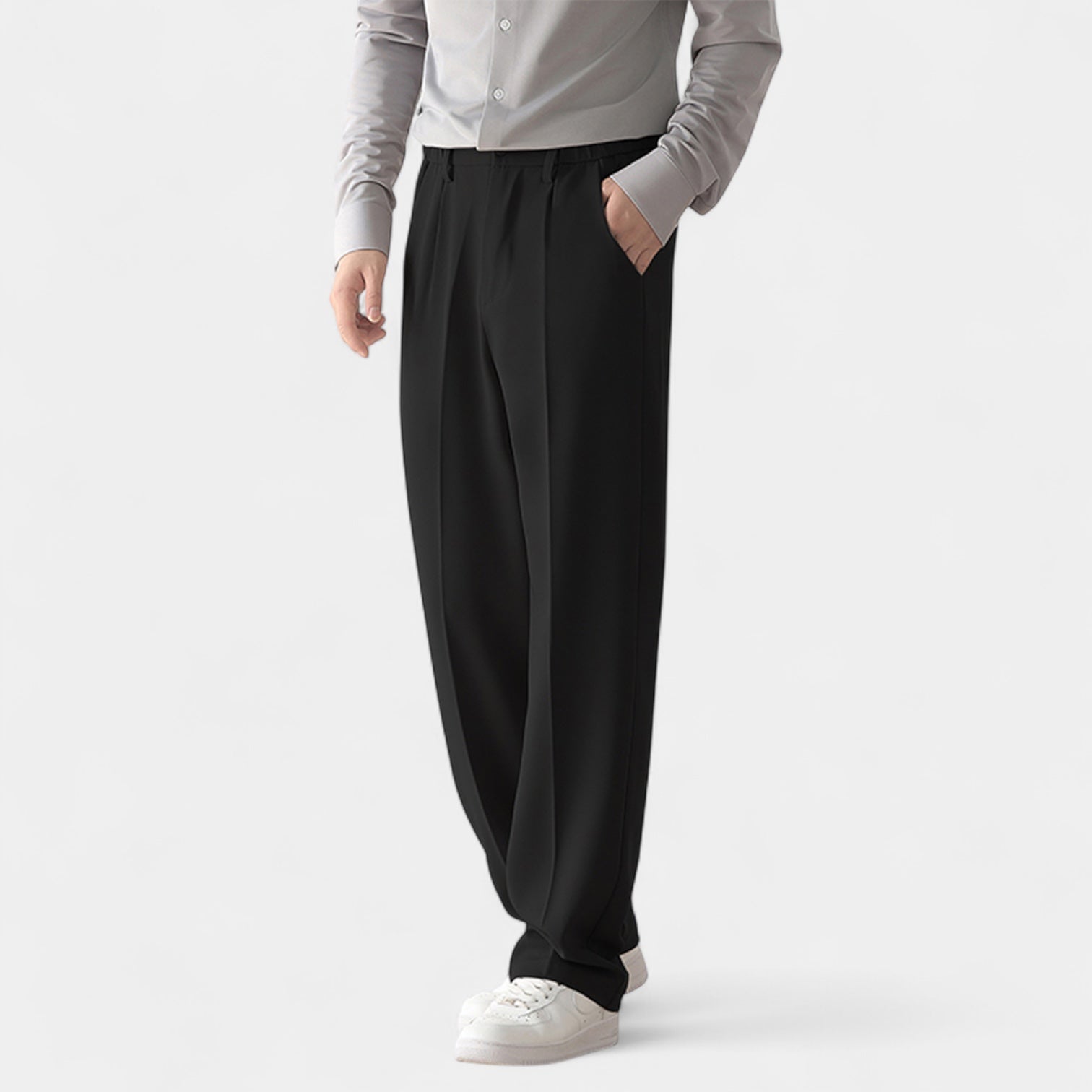 Lorenzo | Semi-Wide Straight-Leg Tailored Trousers 0