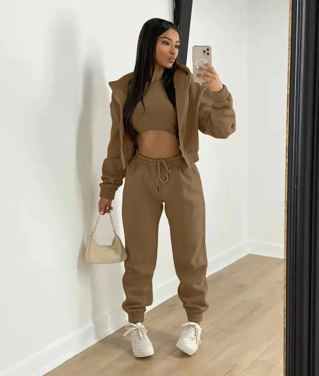 Luna | Three-Piece Cropped Hoodie Loungewear Set 2