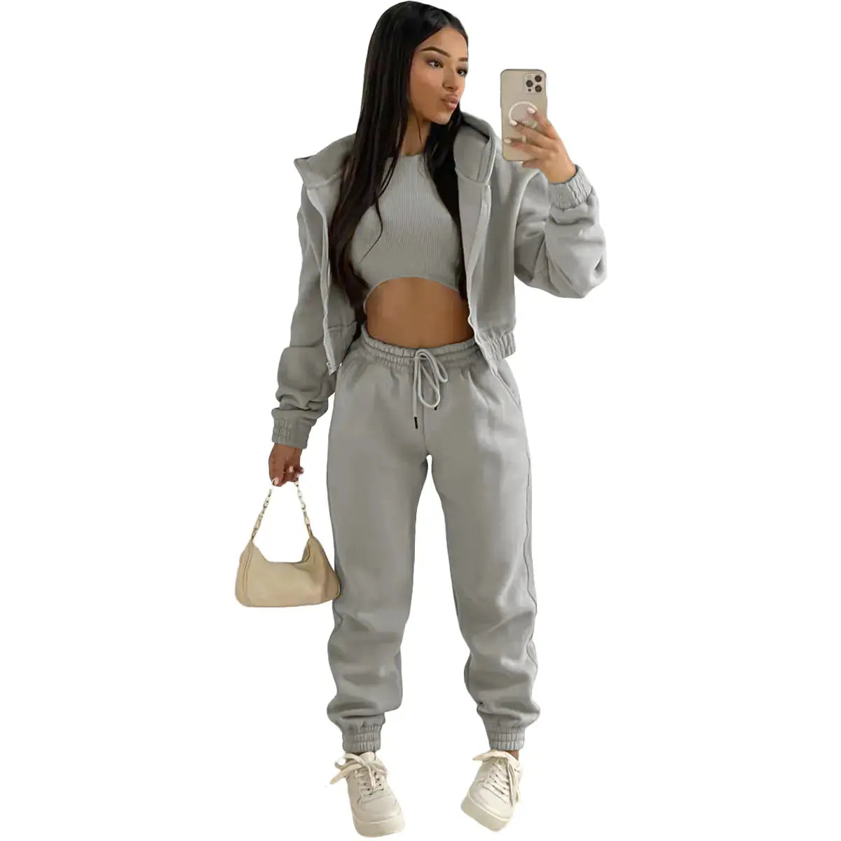 Luna | Three-Piece Cropped Hoodie Loungewear Set 6